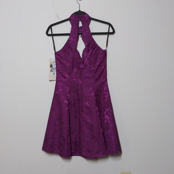VTG Jessica McClintock Gunne Sax Fit & Flare Dress Damask Purple Juniors 7/8 New - Picture 5 of 16